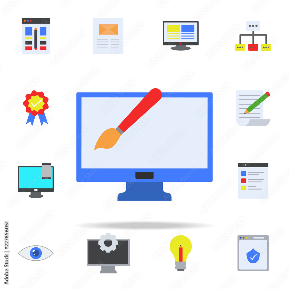 Poster electronic drawing colored icon. programming icons universal set for web and mobile