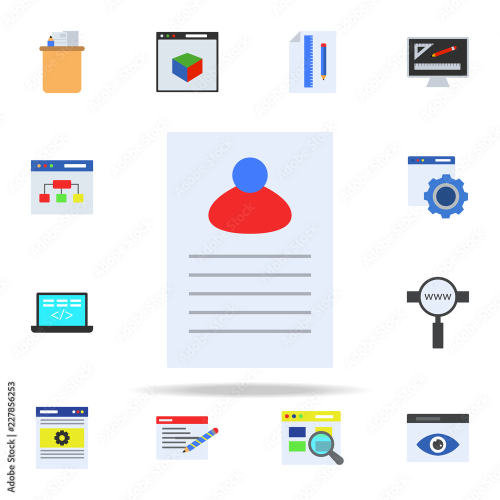 Aufkleber report on sheet colored icon. programming icons universal set for web and mobile