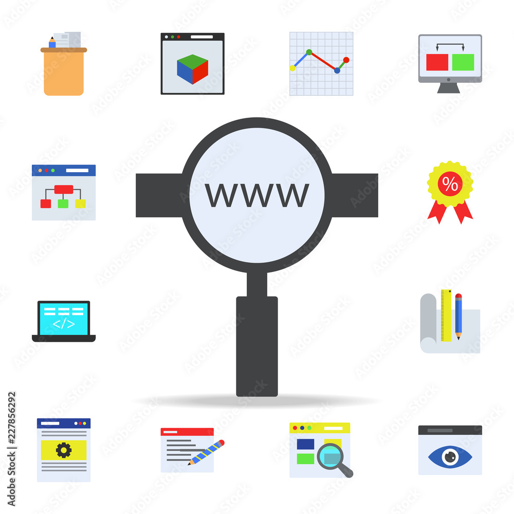 Poster search on the internet colored icon. programming icons universal set for web and mobile
