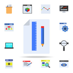 pencil, ruler and paper colored icon. Programming icons universal set for web and mobile