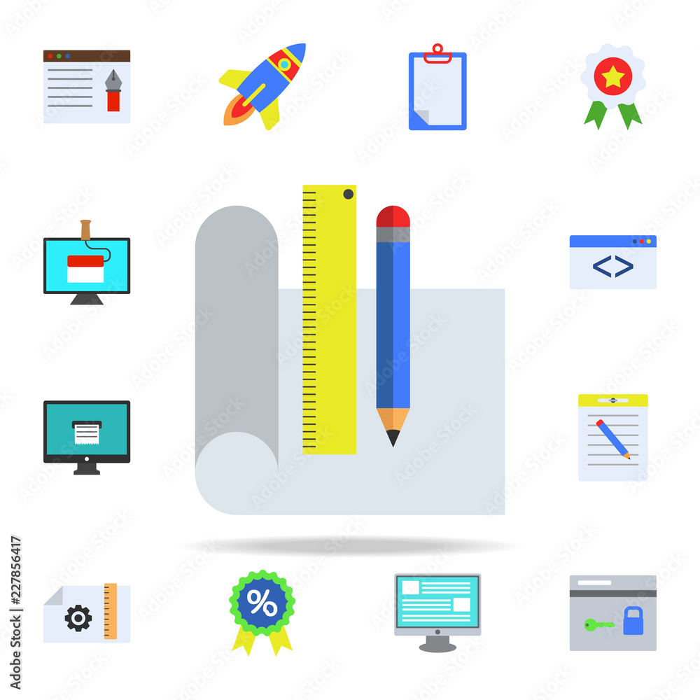 Poster drawing accessories colored icon. programming icons universal set for web and mobile
