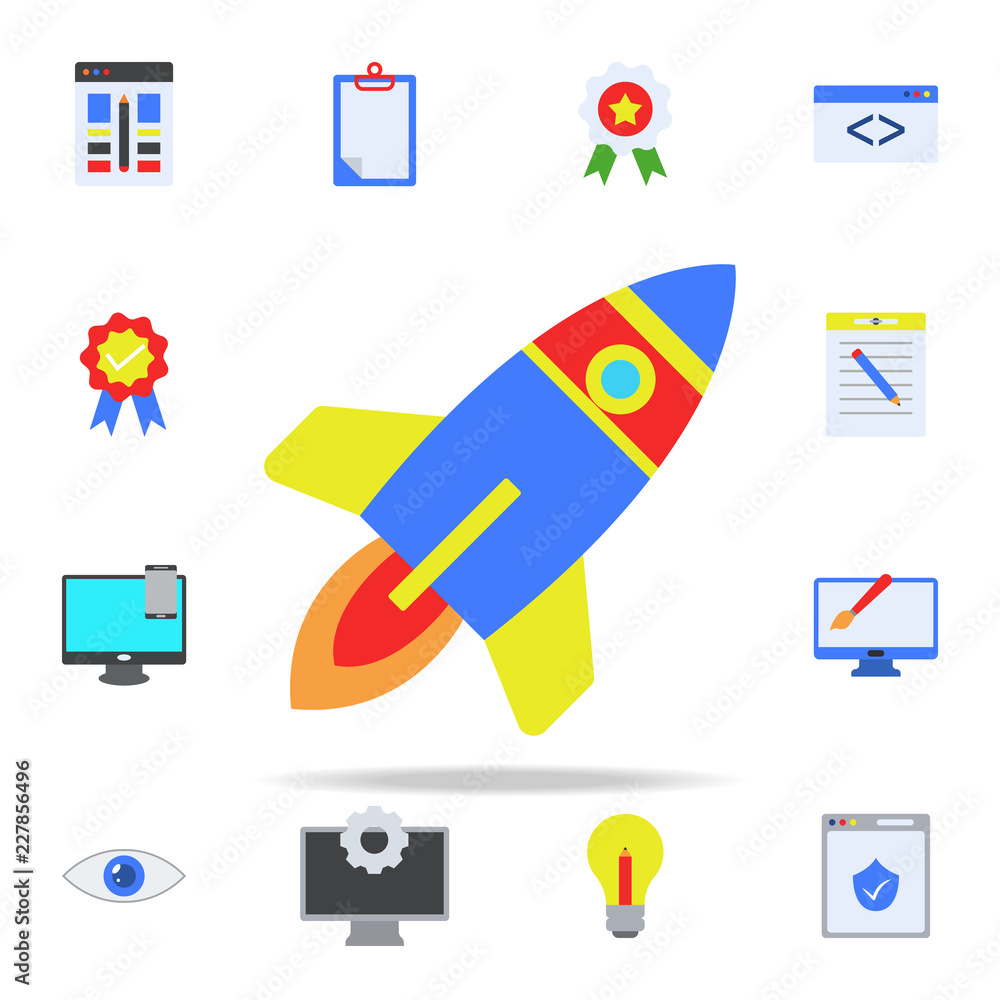 Poster landscape in the laptop colored icon. programming icons universal set for web and mobile
