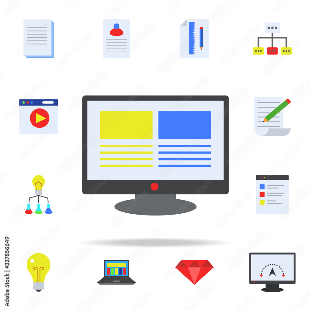 Aufkleber search in the structure of management colored icon. programming icons universal set for web and mobi
