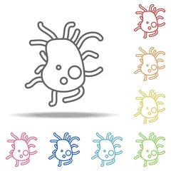 Fotobehang microbe pictogram. Elementen van bacteriën in stijliconen met meerdere kleuren. Eenvoudig pictogram voor websites, webdesign, mobiele app, info graphics © Gunay