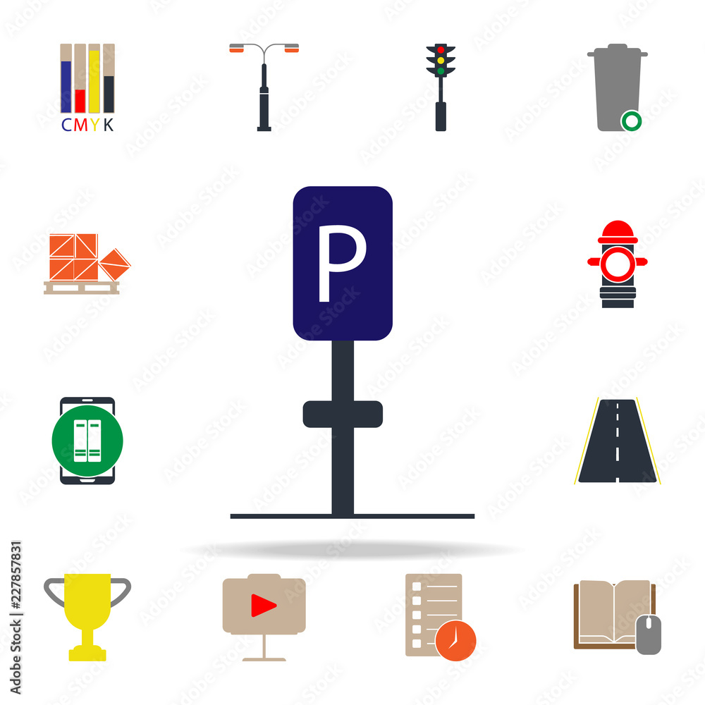 Poster colored parking place icon. web icons universal set for web and mobile