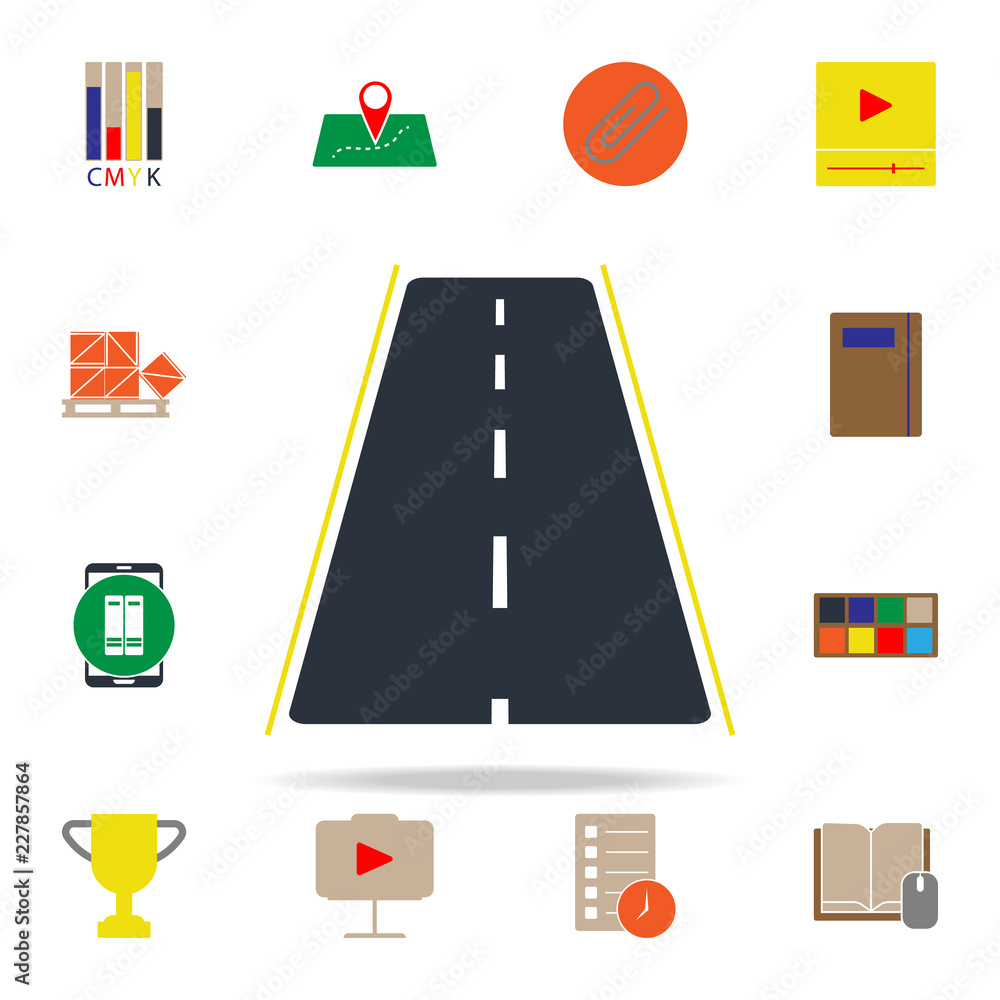 Poster colored asphalt road icon. web icons universal set for web and mobile