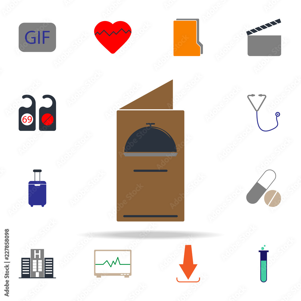 Poster colored restaurant menu icon. web icons universal set for web and mobile