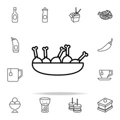 fried chicken legs in plate icon. Fast food icons universal set for web and mobile