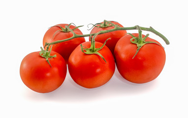 Ripe tomatoes isolated on white background