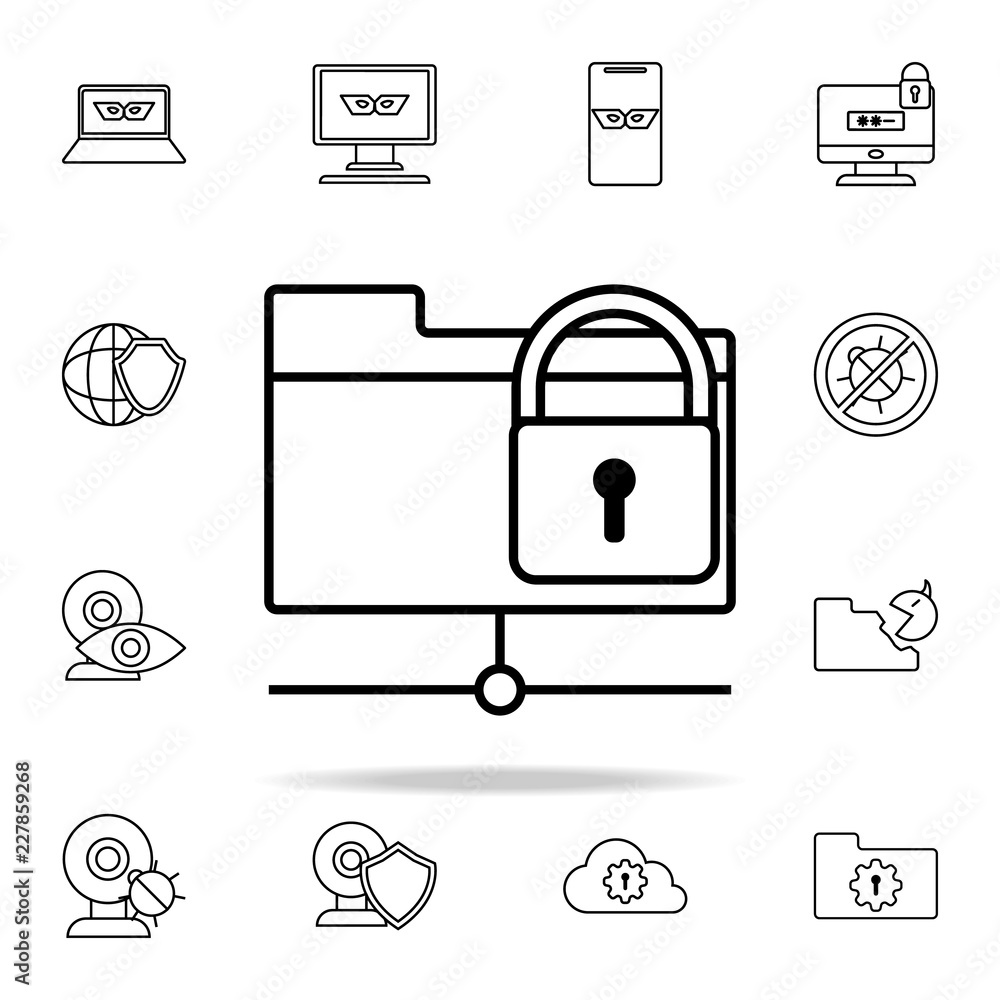 Poster lock in the system folder icon. virus antivirus icons universal set for web and mobile