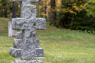 Old cemetery autumn, blurred backgrounds, old crosses, peaceful.