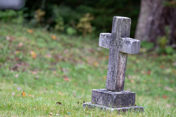 Old cemetery autumn, blurred backgrounds, old crosses, peaceful.