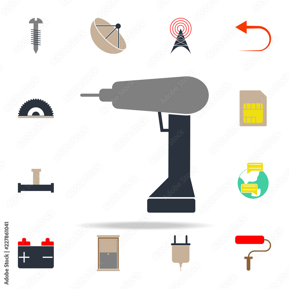 Poster colored drill icon. web icons universal set for web and mobile