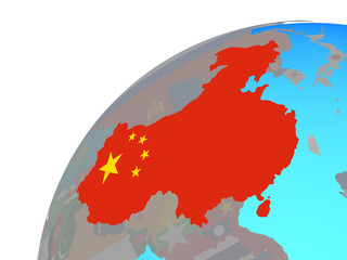 China with embedded national flag on globe.