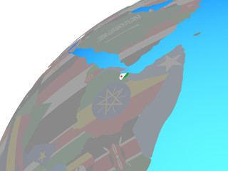 Djibouti with embedded national flag on globe.