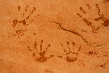 Ancient Puebloan hand prints, Natural Bridges National Monument, Utah