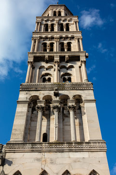 Bell Tower of the Saint Domnius Cathedral in Split, Croatia, constructed in 1100 in the Romanesque style.