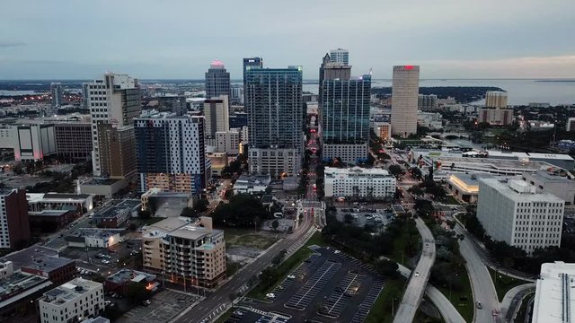 Aerial Perspective Tampa Florida Downtown Buildings and Highways