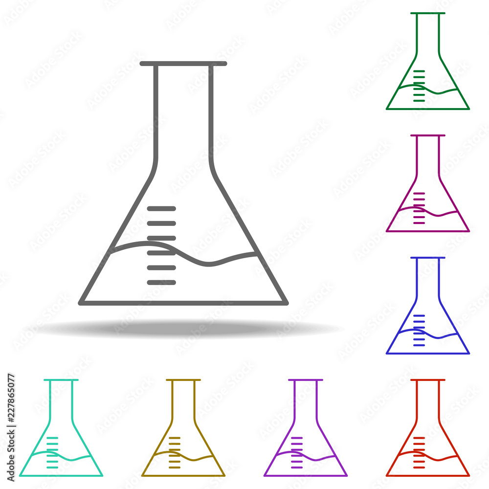 Poster flask line icon. elements of medicine in multi color style icons. simple icon for websites, web desi