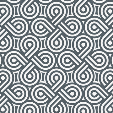 Geometric vector pattern, repeating stripe line coils on circle shape as cross and abstract star. clean design for wallpaper, fabric, paint. Pattern is on swathes panel.