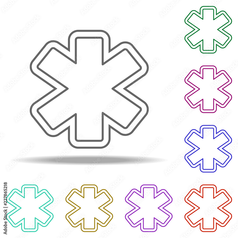 Poster emergency sign line icon. elements of medicine in multi color style icons. simple icon for websites,