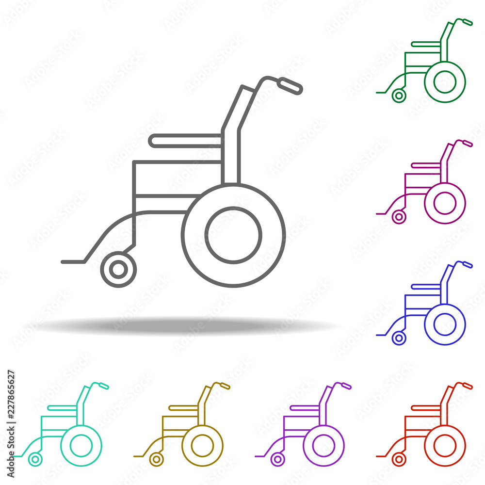 Poster wheelchair line icon. elements of medicine in multi color style icons. simple icon for websites, web