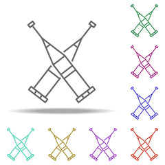 crutches line icon. Elements of Medicine in multi color style icons. Simple icon for websites, web design, mobile app, info graphics