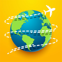 Fototapeta premium Time to travel explore the world with aircraft