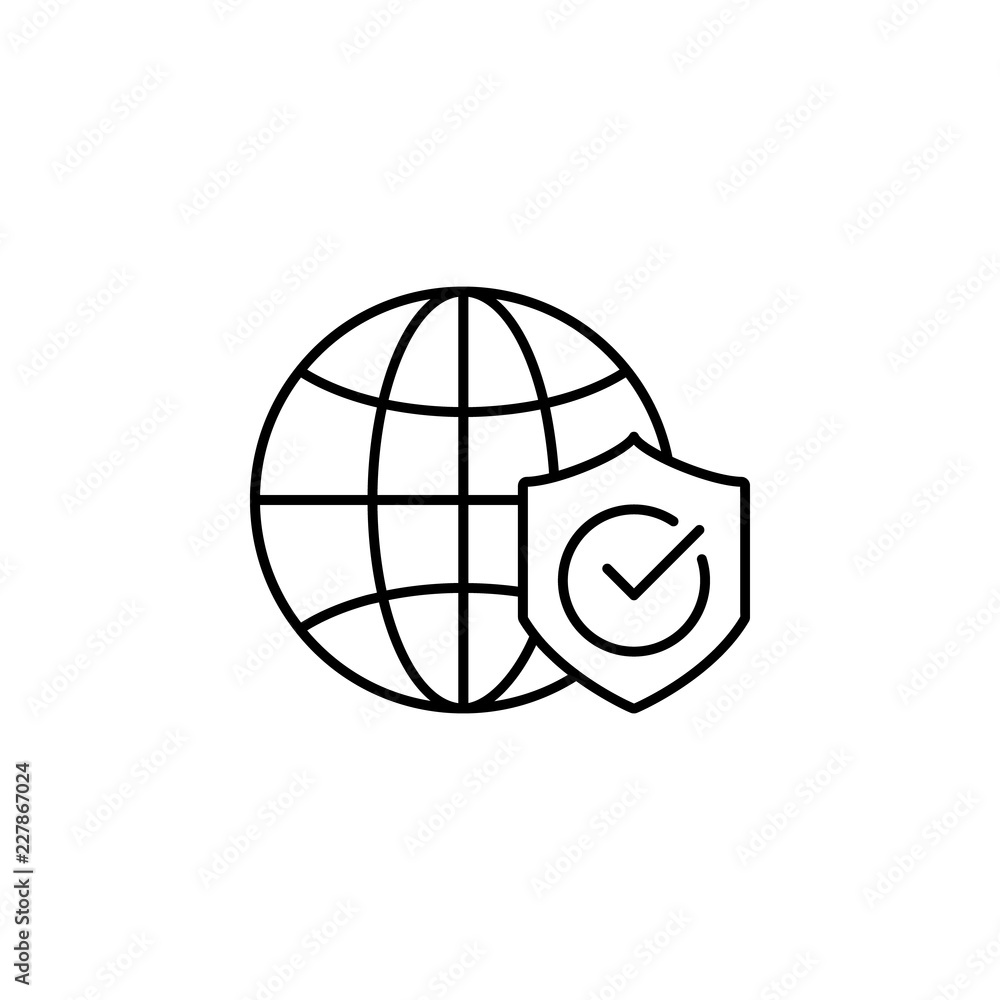 Poster global, security icon. element of general data project icon for mobile concept and web apps. thin li
