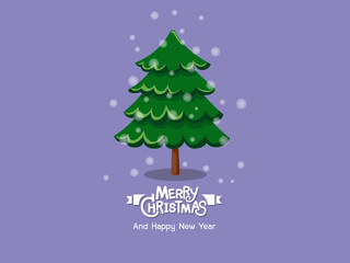 Merry Christmas and happy new year. Christmas tree decorative element on holiday, poster, gift tags and labels. Vector Illustration.