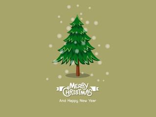 Naklejka premium Merry Christmas and happy new year. Christmas tree decorative element on holiday, poster, gift tags and labels. Vector Illustration.
