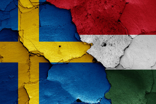 flags of Sweden and Hungary