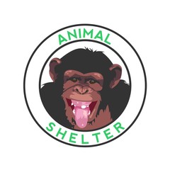 monkey face animal shelter vector logo design