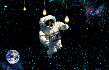 spaceman and lighting outer space mission