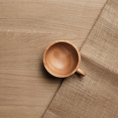 wooden table top with Kitchen ware for background