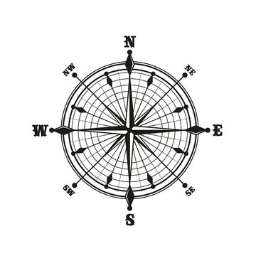Compass with dial, monochrome icon