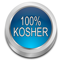 100% Kosher Button - 3D illustration