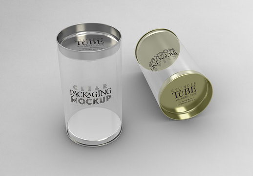 Cylinder Packaging with Plug Caps Mockup