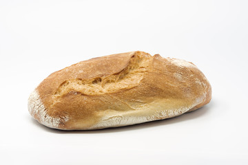 Ciabatta - Italian white bread made from wheat flour, water, olive oil, salt, and yeast. Isolated on white background.