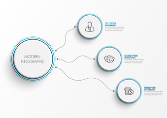 Abstract elements of graph infographic template with label, integrated circles. Business concept with 3 options. For content, diagram, flowchart, steps, parts, timeline infographics, workflow layout,