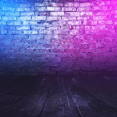 bricks room with neon lights