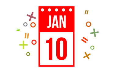 10 January Red Calendar Number