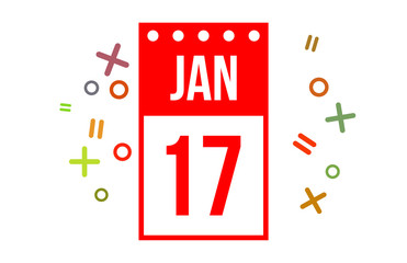 17 January Red Calendar Number