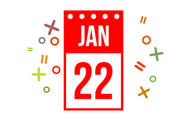 22 January Red Calendar Number