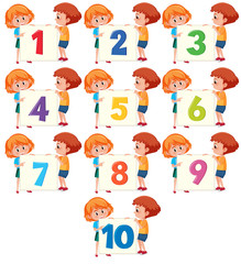 Children holding number board