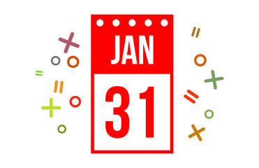 31 January Red Calendar Number