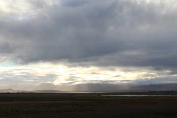 sunshine and roads in Iceland