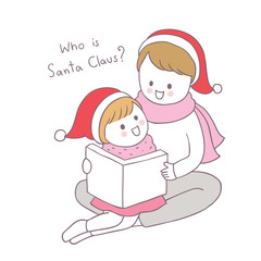 Cartoon cute Christmas mom reading book vector.