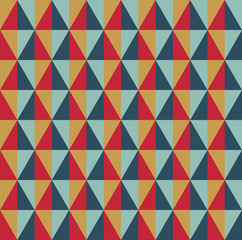 Mosaic of colored triangles, rhombus. Seamless pattern