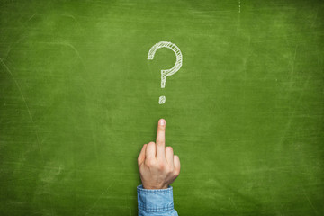 Question mark and middle finger